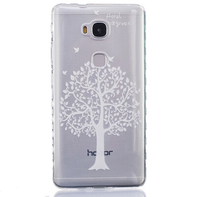 

White tree Pattern Soft Thin TPU Rubber Silicone Gel Case Cover for HUAWEI Honor 5X