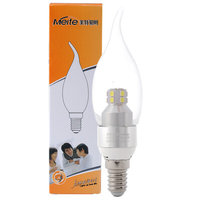 

US Meite LED Bulb Silver Оборудование Pull Foam 4W E14 Маленькая нить Silver 6000K Белый свет MT-L204C