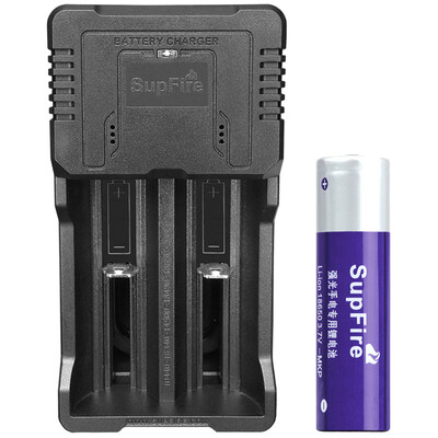 

Shenhuo (supfire) мультистандартный смарт USB зарядное устройство с двумя слотами + фиолетовый 18650 литиевый аккумулятор может быть заряжен 26650,18490,16340,14500 и т. Д.