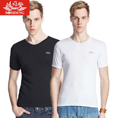 

BOSIDENG men&39s T-shirt BJN78045 cotton sweater men breathable bottoming shirt 2 pieces of multi-color equipment a white one black L