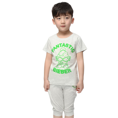 

Yu Zhaolin YUZHAOL boys T-shirt summer children's short-sleeved pants suit M426601 Fluorescent people rice noodles 110 yards