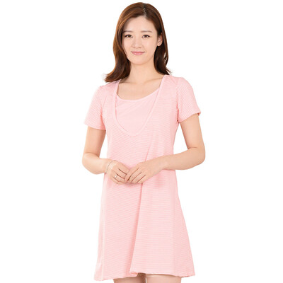 

pregnant women breast dressing cotton short-sleeved feeding dress outside the clothes after the birth of the skirt month home clothing cherry powder ly3909axl