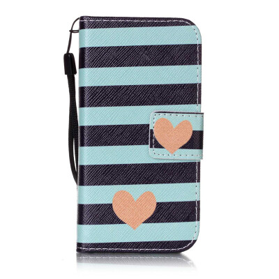 

Blue Stripes Design PU Leather Flip Cover Wallet Card Holder Case for Apple iPhone SE