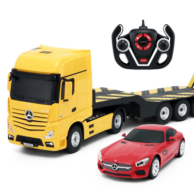 

Star Rastar remote control car charging remote control toy electric racing car model childrens gifts Mercedes trailer set 74940 yellow