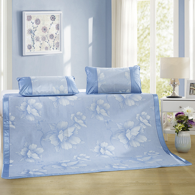 

LOVO Lorraine life produced ice silk three-piece set of a blue dream jacquard ice skirt 180 200cm