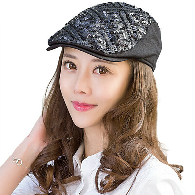 

Jingdong Supermarket Siggi SI88306 hat ladies autumn&winter Korean version of the tide cap cap mermaid sequins painter hat fashion sunscreen sun hat gold pink 575CM