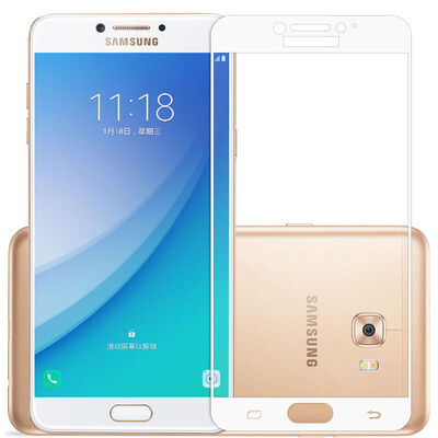 

ESCASE Samsung Galaxy C7 Pro полный экран закаленное стекло мембранная пленка Samsung C7 Pro полный охват анти-отпечатков пальцев доказательство HD мобильный телефон фильм полноэкранных белых линий