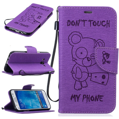 

Purple Bear Embossed PU Leather Wallet Case Classic Flip Cover with Stand Function and Credit Card Slot for SAMSUNG GALAXY J5