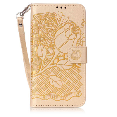 

Golden Rose Design PU Leather Flip Cover Wallet Card Holder Case for SAMSUNG S6