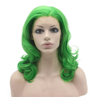 

Iwona Synthetic Hair Lace Front Shoulder Wavy Green Wig