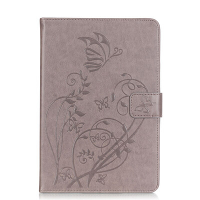 

Gray Flower Design PU Leather Flip Cover Wallet Card Holder Case for IPAD MINI4