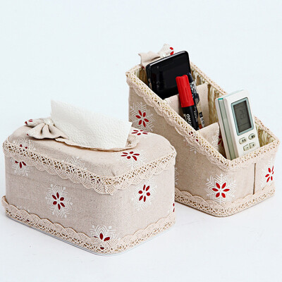 

Ou Runzhe desktop storage 2 sets of cotton linen garden wind rope series remote control 3 grid storage bask