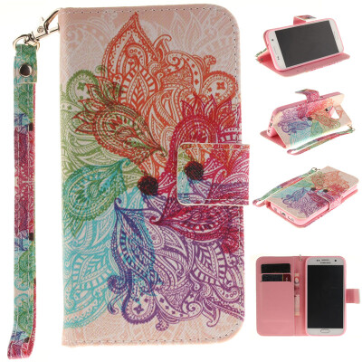 

Colorful flowers Design PU Leather Flip Cover Wallet Card Holder Case for SAMSUNG GALAXY S7