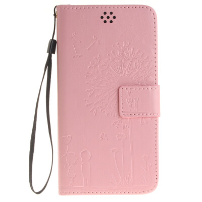 

Pink Lovers and Dandelion Style Embossing Classic Flip Cover with Stand Function and Credit Card Slot for Huawei Honor 5C