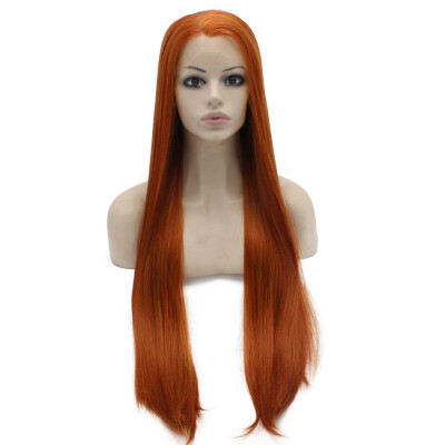 

Extra Long Straight Reddish Blonde Hand Tied Synthetic Lace Front Wig