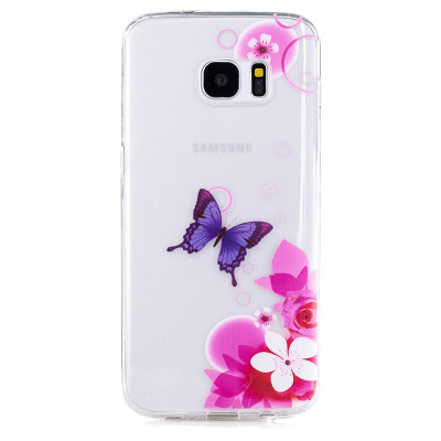 

Pink Butterfly Pattern Soft Thin TPU Rubber Silicone Gel Case Cover for SAMSUNG GALAXY S7 Edge