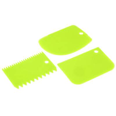 

3x Plastic Dough Fondant Scraper Cake Decorating Plain Smooth Jagged Edge