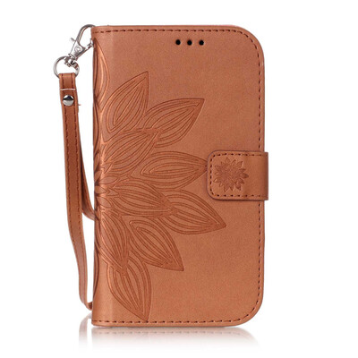 

Brown Flower Design PU Leather Flip Cover Wallet Card Holder Case for SAMSUNG 9082