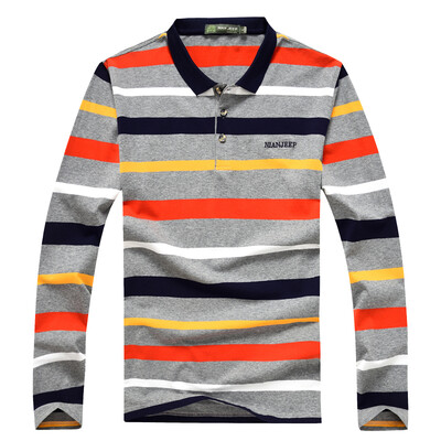 

NIAN JEEP T Shirt Men Slim-Fit Cotton Long Sleeve Stripe Shirt