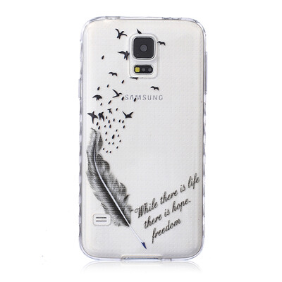 

Feathers&birds Pattern Soft Thin TPU Rubber Silicone Gel Case Cover for SAMSUNG GALAXY S5