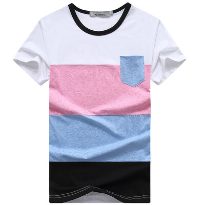 

Playboy T Shirt Men Round Neck Joint Short Sleeve Shirt