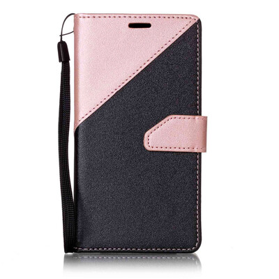 

Black + rose gold Design PU Leather Wallet Case Classic Flip Cover with Stand Function and Credit Card Slot for SAMSUNG Galaxy J5