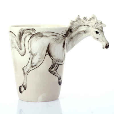 

Fun 3D stereo ceramic mug creative gift cup coffee cup birthday gift white horse