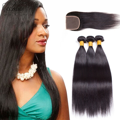 

Peruvian Straight Hair With Closure 3 Bundles Straight Peruvian Virgin Hair With Closure CCollege Hair Products With Closure