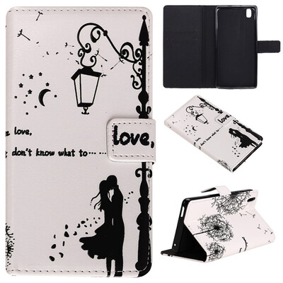 

Lovers and dandelion Design PU Leather Flip Cover Wallet Card Holder Case for Sony Xperia M4 Aqua