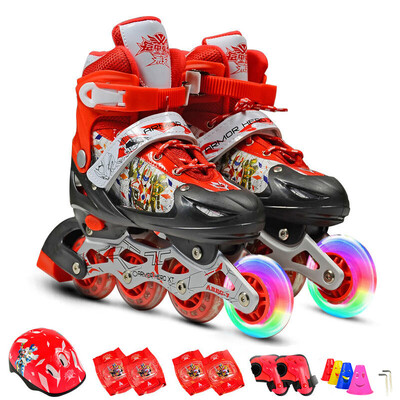 

Armor warrior flash wheel set skates children men and women pulley shoes adjustable roller skates skates KJ-335 S blue