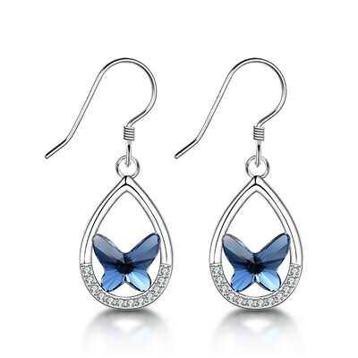 

T400 earrings Korean temperament female 925 silver earrings simple butterfly modeling ear ornaments dream sweetheart send girlfriend Valentine&39s Day birthday gift