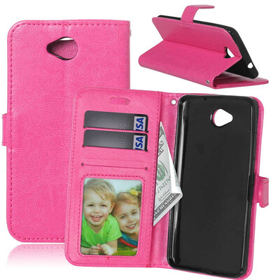 

Rose red Style Classic Flip Cover with Stand Function and Credit Card Slot for Microsoft Lumia 650