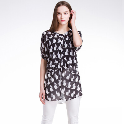 

TMI Mystery Women&39s Spring Korean V-Shirt Print Two-piece Shirt 161057 Print L