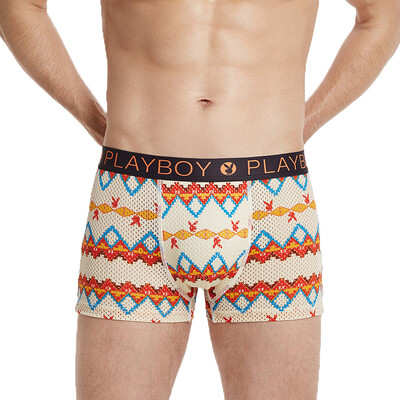 

Playboy PLAYBOY Мужское нижнее белье Мужское нижнее белье Нейлоновые отпечатки Все полосатые сетчатые брюки Ganggang 3шт XXXL (185/110)