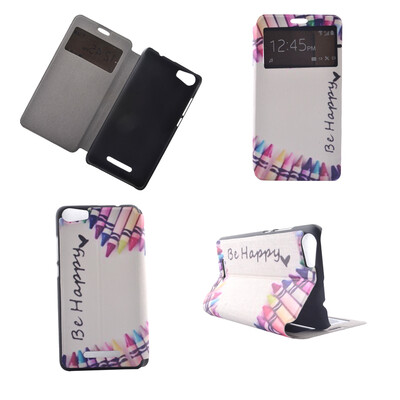 

Colorful Crayon Design PU Leather Flip Cover Wallet Card Holder Case for Wiko Lenny 2