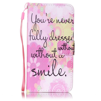 

Pink Smile Design PU Leather Flip Cover Wallet Card Holder Case for SAMSUNG J510