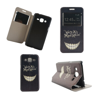 

Smiling Teeth Design PU Leather Flip Cover Wallet Card Holder Case for Samsung Galaxy J2