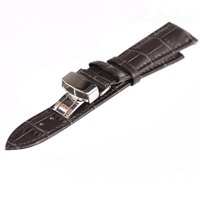 

New Genuine Calf Leather Watch Band Strap Bracelet Stainless steel Clasp 22mm