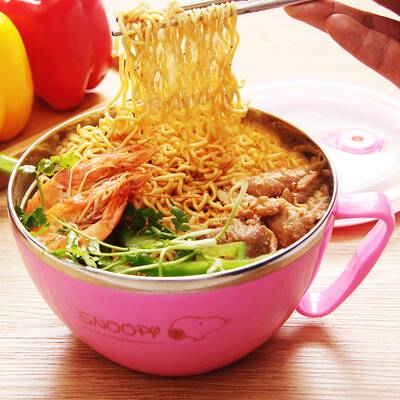 

【Jingdong Supermarket】 Snoopy (SNOOPY) Bubble Bowl Stainless Steel Double Layer Multi-function Cover High Capacity Bowl Lunch Box 1200ML Blue