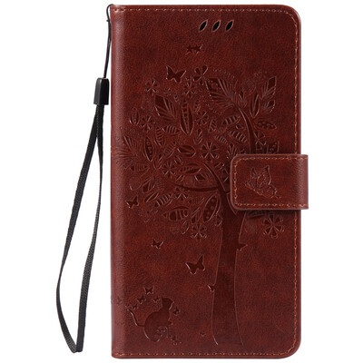 

Brown Tree Design PU Leather Flip Cover Wallet Card Holder Case for MOTO Z FORCE