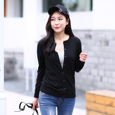 

Antarctic (Nanjiren) Knitwear Women's Fashion Cardigan Slim Long Sleeve Sweater Women's Gray L (165/72)