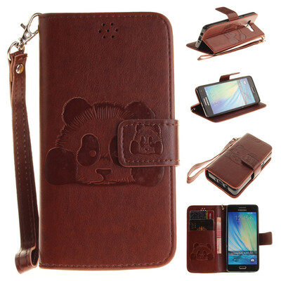 

Brown Panda Style Embossing Classic Flip Cover with Stand Function and Credit Card Slot for SAMSUNG GALAXY A5
