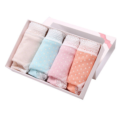 

City ladies ladies underwear sexy lace edge low waist cute candy color briefs 4 pieces 090153 skin blue pink pink