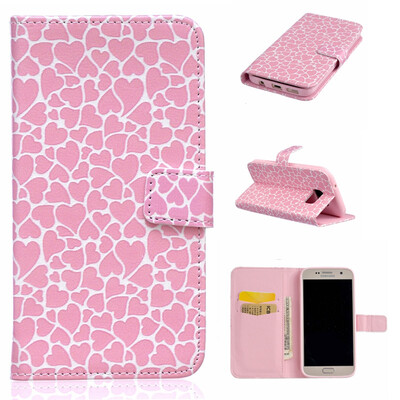 

Прекрасные Сердце Дизайн Кожа PU откидная крышка бумажника карты держатель чехол для SAMSUNG GALAXY S7