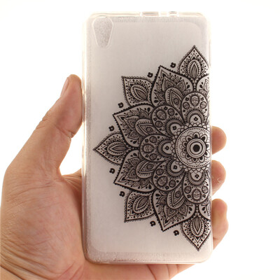 

Black half flower Pattern Soft Thin TPU Rubber Silicone Gel Case Cover for Lenovo S850