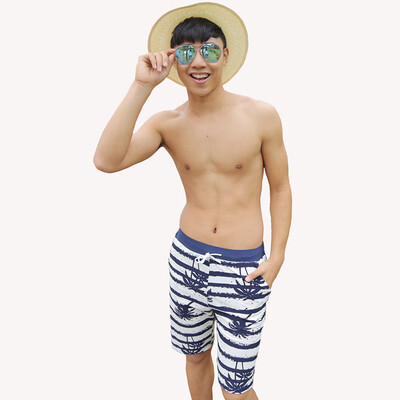 

Odd sea QIHAI 5523-8 summer quick-drying loose large size beach pants Korean flower shorts leisure beach pants big pants tide male XL code blue