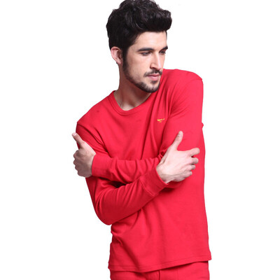 

Seven wolves Qiuyi Qiuku mens cotton thermal underwear cotton round neck thin section cotton sweater set 8001 Navy