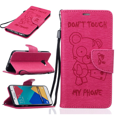 

Rose red Bear Style Embossing Classic Flip Cover with Stand Function and Credit Card Slot for SAMSUNG Galaxy A5 2016/A510