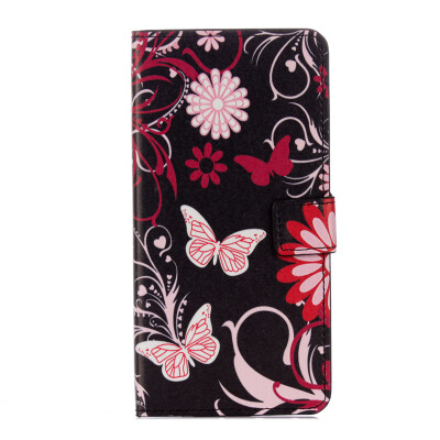 

Black-pink Butterfly Design PU Leather Flip Cover Wallet Card Holder Case for Huawei honor 6X