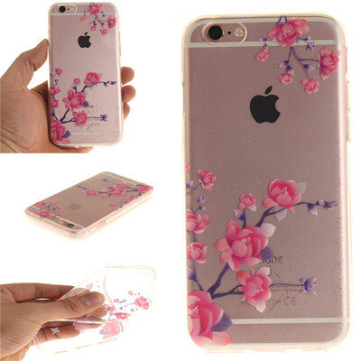 

Peach blossom Pattern Soft Thin TPU Rubber Silicone Gel Case Cover for IPHONE 66S